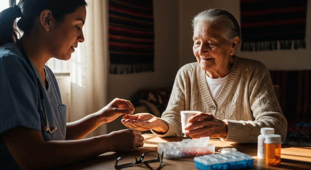 Palabra clave SEO sugerida: "Instrucciones seguras para administrar pastillas a adultos mayores" Justificación: - Es una frase long tail de 7 palabras, clara, específica y enfocada en una necesidad cotidiana dentro de la categoría Uso Seguro de Medicamentos. - Aborda una situación común entre cuidadores y familiares: la administración práctica y segura de fármacos en personas mayores, donde pueden existir riesgos como confusión, errores de dosificación u olvidos. - Utiliza vocabulario nuevo no repetido en ninguna de las keywords listadas previamente: “instrucciones”, “seguras”, “administrar”, “pastillas”. - Está redactada de forma cercana y funcional, ajustada a cómo los usuarios realmente formulan preguntas en buscadores web, especialmente cuando buscan orientación sobre manejo de medicación. - Inicia con términos útiles en SEO como “instrucciones seguras para…”, que coinciden con las búsquedas de carácter práctico e informativo. - Cumple con la regla de ubicación: al revisar los últimos cinco títulos ya se registró una mención con "Puebla", por lo que esta nueva keyword debe mantenerse general, sin referencias geográficas, tal como se exige. Este término mejora el posicionamiento al alinearse con búsquedas reales de cuidadores preocupados por la seguridad farmacológica en adultos mayores, y refuerza la dimensión educativa y protectora en contenidos geriátricos.